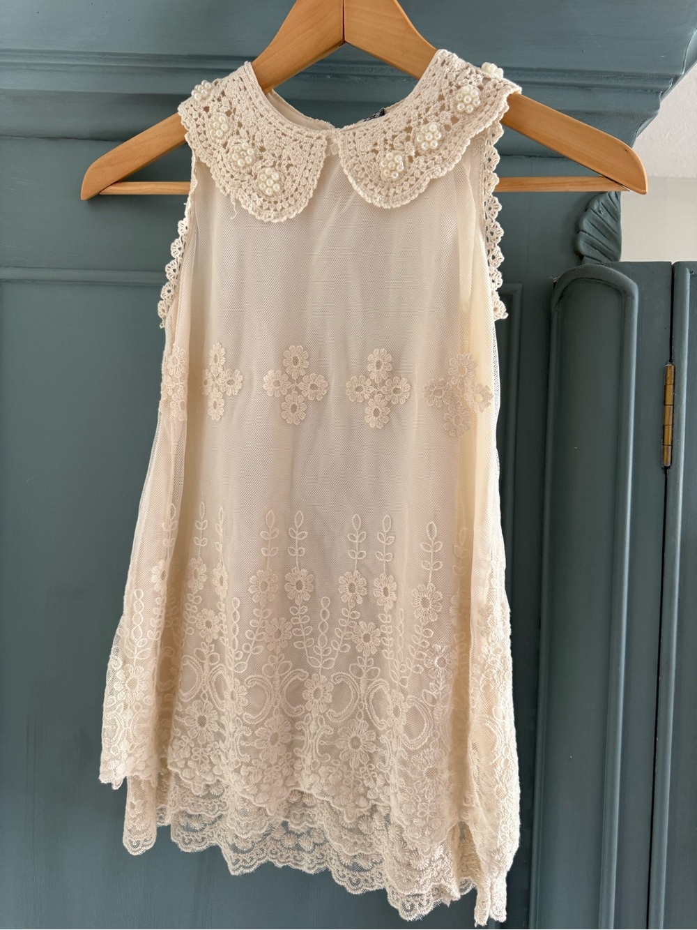 Zara pearl and lace girls dress